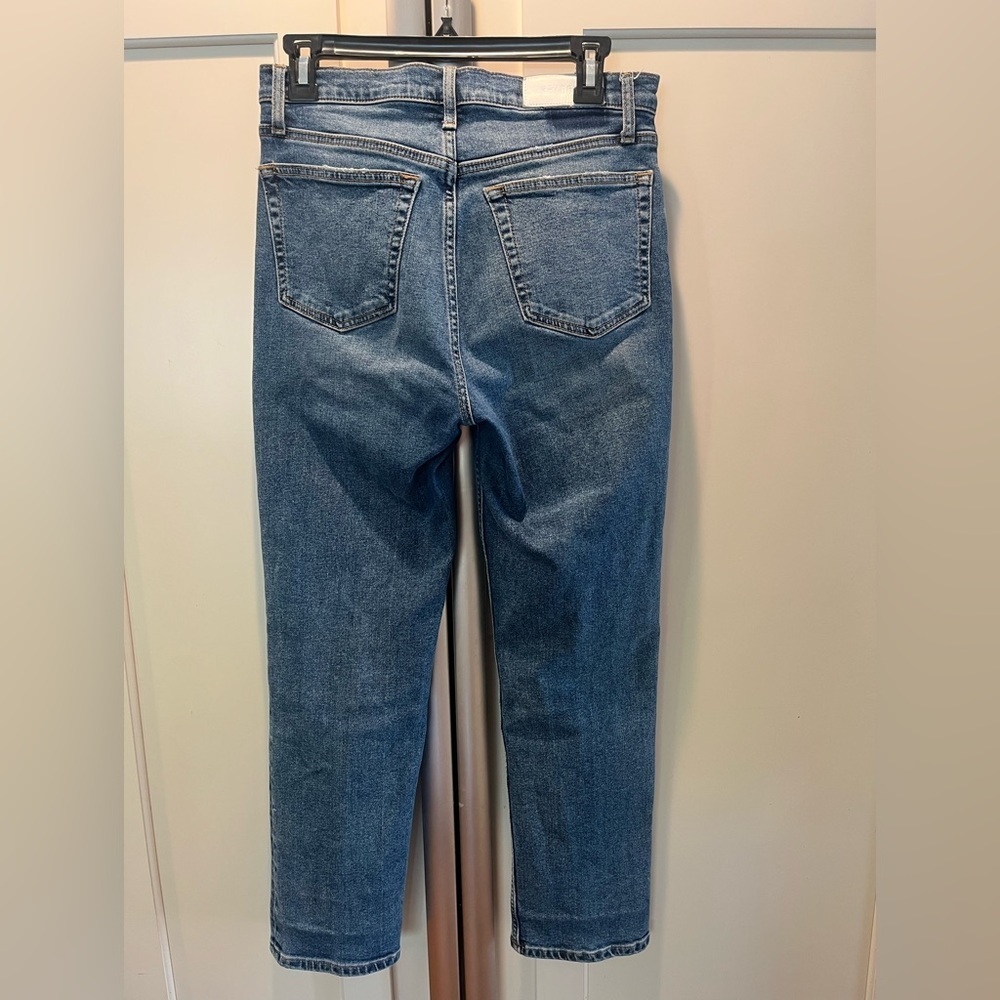 Re/Done 70s Stove Pipe High-Rise Straight Leg‎ Jeans in Western Blue Size 28 - Picture 10 of 11